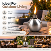 Lampe à huile d'extérieur en acier inoxydable pour table, avec nouveau support de mèche, idéale pour patio et terrasse - Vente en gros