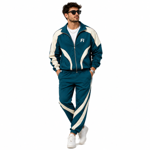<b>men's</b> jackets Hot Selling Unisex Oversized Gym Wearcolor Block nylon Tracksuit Custom logo Printing <b>Men</b> Wide Leg Baggy Pants - Product Image 1