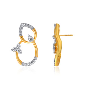 Boucles d'oreilles pendantes en or jaune 18 carats, style papillon à double boucle, avec diamants de laboratoire, bijoux fins élégants pour femmes, mariage - Product Image 3
