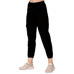 Pantalones Cargo Negros de Felpa para Mujer, Elásticos, Largos, Casuales, de Color Sólido, de Algodón Tejido, Transpirables, de Corte Holgado, con Cierre - Product Image 2