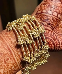 Bracelets Ghungroo Jhumki dorés du Cachemire, brillants, pour mariage et fêtes, prix de gros premium - Product Image 5