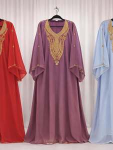 Wholesale Ethnic Wedding Evening Party Wear <b>Kaftan</b> Long Sleeve Floor Length Lightweight <b>Plus</b> <b>Size</b> Polyester Handmade Sequined - Product Image 2