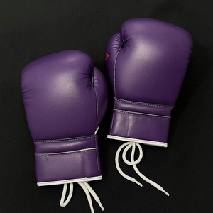Guantes de Boxeo Profesionales de Piel Genuina de Primera Calidad, Color Morado, con Cordones, Personalizados con Impresión, para Entrenamiento, en Venta - Product Image 5