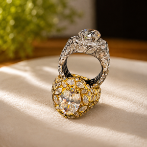 Bezel Moissanite Engagement Men's <b>Ring</b> Plated Yellow <b>Gold</b> Pear And Marquise Diamond Proposal Promise <b>Ring</b> - Product Image 4