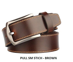 Cinturón de Cuero Vacuno Casual para Hombre con Hebilla Rectangular de Cobre, Estilo Vintage, Color Sólido y Duradero - Product Image 3