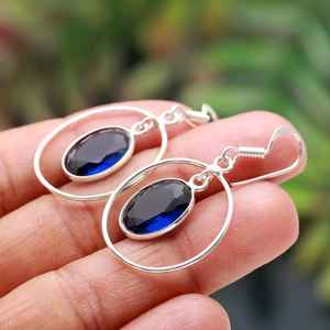 ต่างหูไอโอไลต์เงินแท้ 925 พลอยธรรมชาติ เครื่องประดับทำมือสำหรับผู้หญิง ขายส่ง - Product Image 6