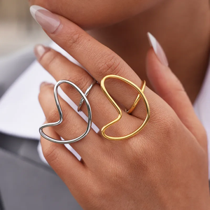 Bague en acier inoxydable avec incrustation géométrique tendance, revêtement PVD or véritable 18 carats, résistante au ternissement, bijoux pour femmes - Product Image 2