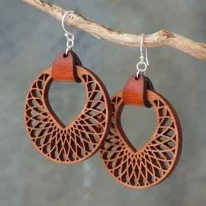 Gold Silver Mirror Resin Wooden Luxury Handmade Fashion Hanging Jewelry Earrings for Party Use-Set <b>Gift</b> - Product Image 2