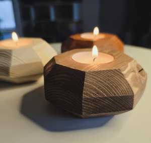 Unique Shape Modern Wooden <b>Tea</b> Light Holder Artisan Crafted Geometric Candle <b>Stand</b> for Contemporary Home Decoration - Product Image 1