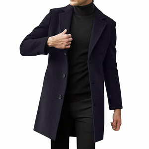 ARTISAN IMPEX <b>Men's</b> Fashion-Forward <b>Long</b> Sleeve Bamboo Fiber Overcoat Stand Collar Single Breasted Closure Muskrat Fur Trim-Fall - Product Image 6