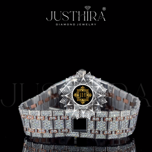 Hot Sale Stainless Steel Antique Luxury Two Tone Watch for Mens with Moissanite Diamond Fashion Shiny Stone Competitive Price - Product Image 5