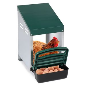Nido per galline a rullo singolo tipo H con cestello in plastica verde, usato - Cassetta nido per galline ovaiole - Product Image 1