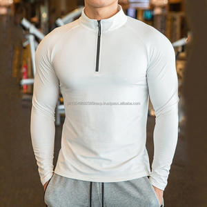 Custom Logo Quarter Zip Short Sleeve <b>Men's</b> Fitness Gym Wear Muscle T-<b>Shirt</b> 100% Cotton Digital Printing Breathable Quick Dry - Product Image 2