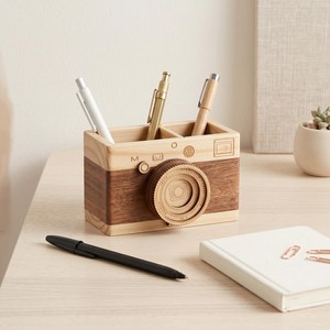 Organizador de bolígrafos de madera estilo vintage para accesorios de escritorio elegantes - Product Image 6