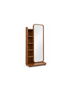 Armoire miroir autoportante en bois moderne avec 4 étagères, design minimaliste pour chambre à coucher, meuble de rangement pour la maison - Product Image 2
