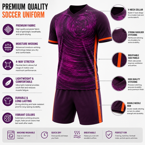 Ensemble maillot et short de football unisexe violet, col en V, sans manches, en polyester anti-humidité, taille élastique, personnalisable avec le nom de l'équipe - Product Image 5