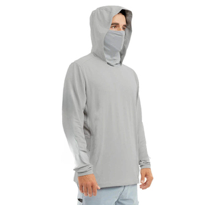 Customizable Men's UPF 50+ Sun Protection Long Sleeve Shirt Solid <b>Lightweight</b> <b>Hoodie</b> Mask for Summer Fishing Outdoor UV - Product Image 2