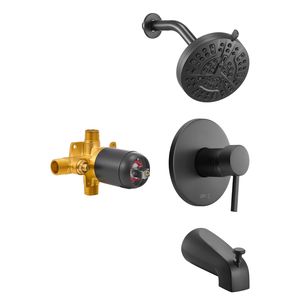 Set Doccia Completo da 5 Pollici con Soffione a Pioggia e 8 Impostazioni di Getto Regolabile, Rubinetto per Vasca da Bagno con Bocca di Scarico Inclusa - Product Image 1