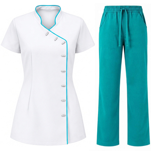 Uniforme de spa pour femmes, tunique de salon de beauté, polyester et élasthanne, manches courtes, vêtements de travail, logo personnalisé, uniforme de spa beauté et médical - Product Image 1
