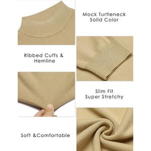 Custom Men's Beige Mock Neck Sweatshirt Slim <b>Long</b> <b>Sleeve</b> Pullover Casual High Collar Basic Everyday <b>Top</b> - Product Image 4