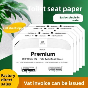 Draagbare 1/<span class=keywords><strong>2</strong></span>-halfvouwbare comfortabele biologisch afbreekbare wateroplosbare wegwerp zachte milieuvriendelijke toiletbrilhoes van papier - Product Image 1