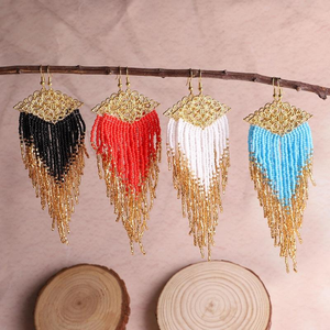 Drop <b>Earrings</b> Hand-Woven Gold <b>White</b> Black Red Fringe Pendant <b>Earrings</b> for Women Jewelry Wholesale by MD HANDICRAFTS - Product Image 4