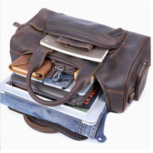 Leather Travel Duffel <b>Bag</b> with Multiple <b>Compartments</b> Brown Vintage Style for Men Outdoor and Business Use Weekend Travel <b>Bag</b> Lea - Product Image 2