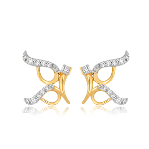 Pendientes de Mariposa de Diamantes de Oro Sólido de 14K de Lujo, Corte Brillante Redondo, Color G, Diamantes Blancos de Laboratorio, para Uso Diario de Mujeres - Product Image 1