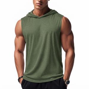 Sudadera con Capucha sin Mangas Personalizada para Hombre, OEM ODM, de Algodón y Felpa, para Gimnasio, Entrenamiento y Fitness - Product Image 6