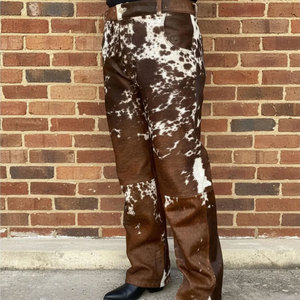 Custom Logo <b>Men</b> Cowhide Print <b>Pants</b> Cowboy Western and Street Cowhide <b>Pant</b> <b>Men</b> 100% Cowhide Hair <b>Pant</b> With Pockets for <b>men</b> - Product Image 5
