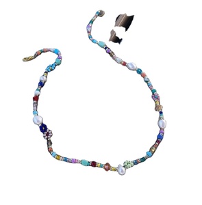 Beaded <b>daisy</b> flower necklace Handmade Alexandrite Birthstone Necklace - Product Image 1