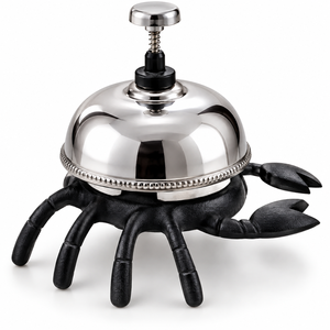 Cloche de bureau plaquée argent avec base en aluminium moulé en forme de crabe, figurine animale décorative, accessoire pour comptoir de réception - Product Image 4
