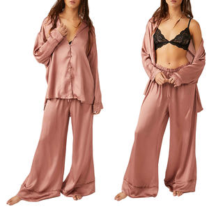 Conjunto de Pijamas de Seda Satén 100% para Mujer, Ropa de Dormir Cómoda para Verano e Invierno, Nueva Pijama de Seda de 19mm para Parejas - Product Image 1