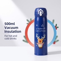 Gobelet isotherme de Noël 500 ml avec revêtement en acier inoxydable 304, couvercle à clapet verrouillable et logo personnalisé