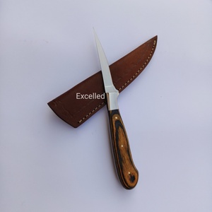 Cuchillo de cocina de acero J2 personalizado hecho a mano de alta calidad, cuchillo de Chef de Emparejamiento con Funda de cuero, refuerzo de acero y mango de madera Pakka - Product Image 1