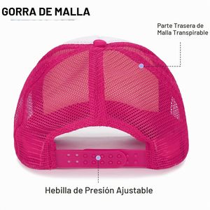Gorra Trucker Unisex de Malla Transpirable, Ajustable con Cierre a Presión, Estilo Béisbol, Rosa y Blanca, 6 Paneles - Product Image 1