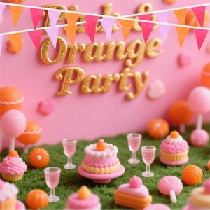 Bandierine e Ghirlande Rosse, Rosa e Arancioni per Decorazioni Festa, Compleanno, Aula, Laurea - 66 Pezzi - Product Image 2