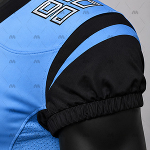 Camiseta de Fútbol Americano para Hombre, Azul Claro y Negro, Número 90 Sublimado, Manga Corta, Transpirable, Ajustada, Ropa Deportiva de Poliéster - Product Image 3