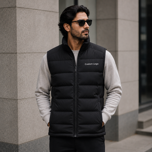 Chaleco Acolchado para Hombre con Logotipo Personalizado, Venta Caliente 2026, Chaqueta sin Mangas Acolchada Negra, Cortavientos, Cálida para Invierno, para Actividades al Aire Libre - Product Image 1
