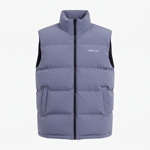 Gilet matelassé d'hiver pour homme Hawk Eye, col montant, fermeture éclair sur le devant, couleur unie, vêtement d'extérieur décontracté, coupe-vent, rembourrage en polyester - Product Image 5