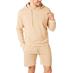 Ensemble de survêtement décontracté d'hiver pour hommes : sweat à capuche et short, design personnalisé, couleur unie, respirant et léger - Product Image 1