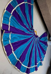 Lehenga Choli rayé violet et vert citron pour femme, tenue de mariage traditionnelle longue, coupe ample, en polyester, Inde Pakistan - Product Image 2