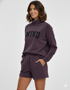 Ensemble hiver pour femmes, col montant jaune et short, matière de haute qualité, vêtements décontractés, imperméable, impression de logo personnalisée - Product Image 3