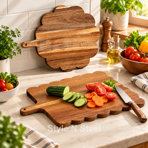 Planche à découper en bois d'acacia, plateau de service festonné, bloc à découper rectangulaire, épaisseur 1,5 cm, planche de cuisine multi-usages - Product Image 2