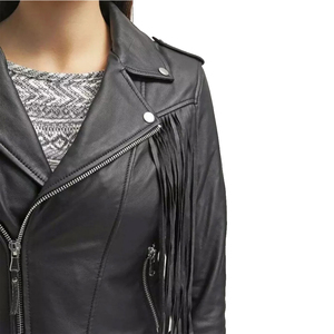 Chaqueta de cuero con flecos estilo bohemio para mujer, abrigo occidental de gamuza con borlas, ropa exterior de moda para motocicleta, fabricante mayorista personalizado - Product Image 3
