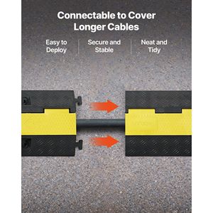 แผ่นยางป้องกันสายเคเบิลแบบหนาพิเศษ รับน้ำหนักได้ 22,000 ปอนด์/เพลา 1 ช่อง สำหรับป้องกันสายไฟ สายยาง ขนาด 2.76 x 1.97 นิ้ว สำหรับจราจร - Product Image 6