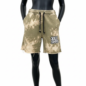 Women Premium Acid Wash <b>Fleece</b> <b>Shorts</b> 320 GSM Soft Cotton Raw Edge Embroidered Custom Logo Acid Wash women's <b>shorts</b> - Product Image 6