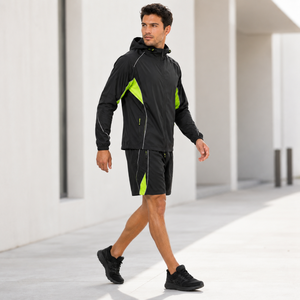 Conjunto de Pantalones Cortos Impermeables y Cortavientos para Hombre, con Forro de Malla Transpirable, Tejido Técnico, Diseño de Bloques de Color, Logotipo Personalizado OEM - Product Image 3