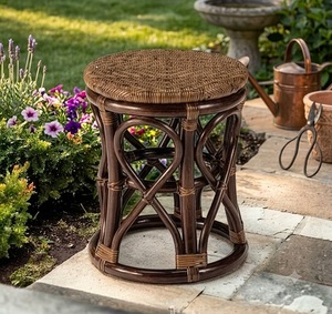 <b>Bamboo</b> <b>Stool</b> Traditional Eco-Friendly Outdoor Garden Furniture Durable Fabric Upholstery Living Room Home Decor Courtyard Use - Product Image 1