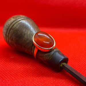 Bague en cornaline plaquée or, style vintage, pierre précieuse orange, pour femme, bijou artisanal. - Product Image 6